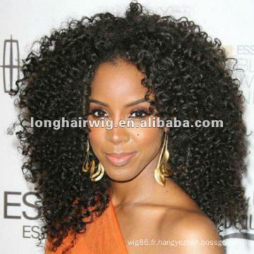 Confortable kinky afro curl pleine perruque de dentelle